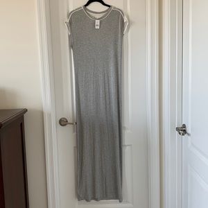 NWT LOU & GREY Gray/Ivory Mixed Materials Maxi Dress Size Small